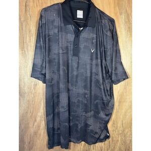 Callaway Men's Golf Polo XL Opti Dri Black Shadow Camo Overlay T Shirt Golfing